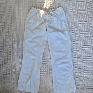 Roxy White Drawstring Light Breezy Linen Pants